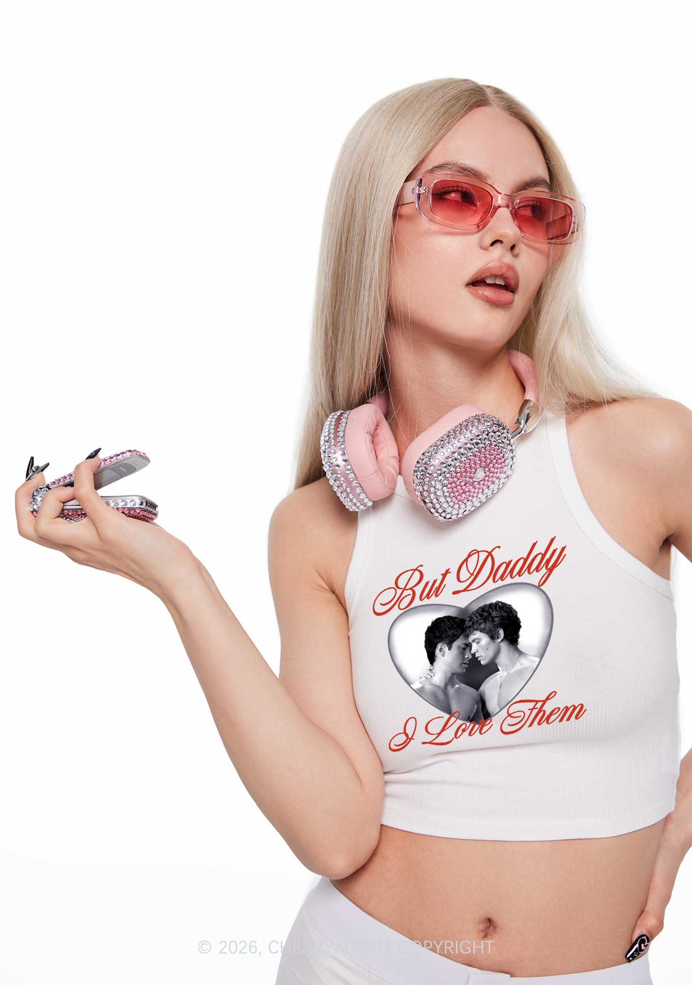 Retro But Daddy I Love Them HR Y2K Crop Tank Top Cherrykitten