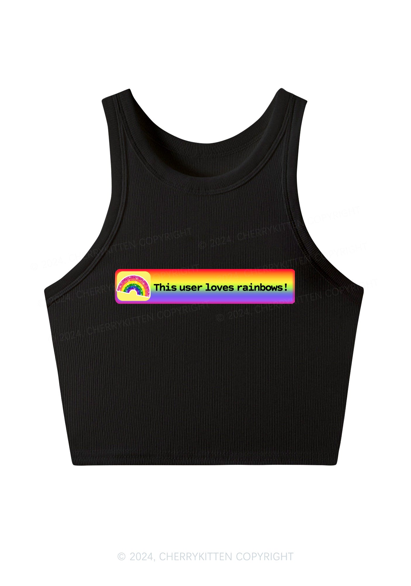 This User Loves Rainbows Y2K Crop Tank Top Cherrykitten