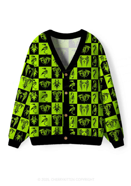 Dark Cxxt Y2K Christmas Cardigan Knit Sweatshirt Cherrykitten