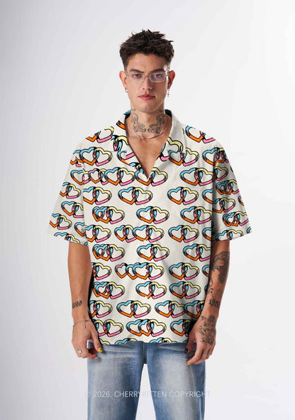 Linked Hearts Pride Y2K Print Hawaiian Shirt Cherrykitten
