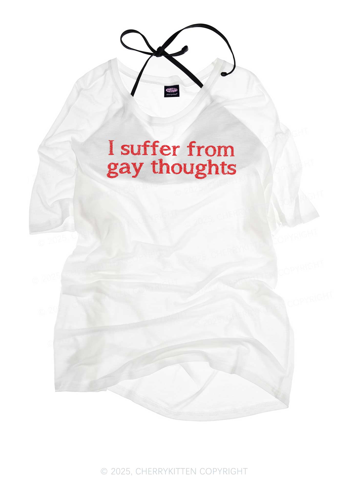 Suffer From Gay Thoughts Pride Y2K Sheer Boyfriend Tee Cherrykitten