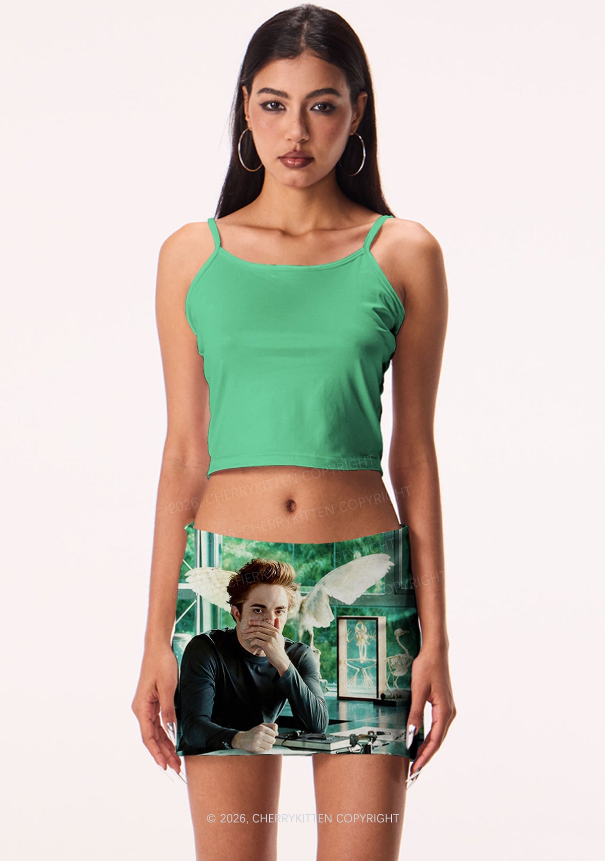 Vampire Boy Y2K Print Mini Skirt Cherrykitten