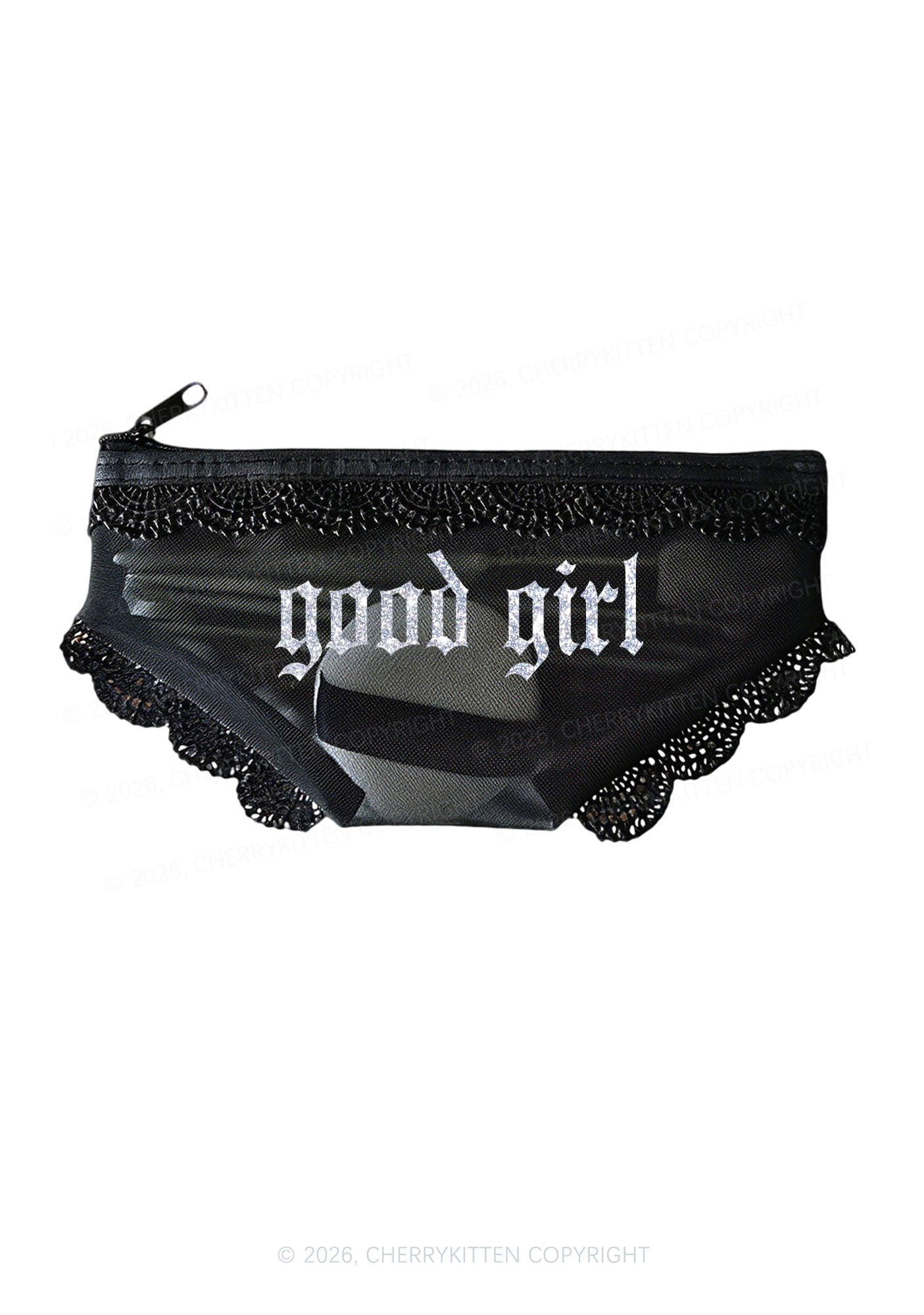 Glitter Good Girl Y2K Briefs Shape Cosmetic Pouch Cherrykitten