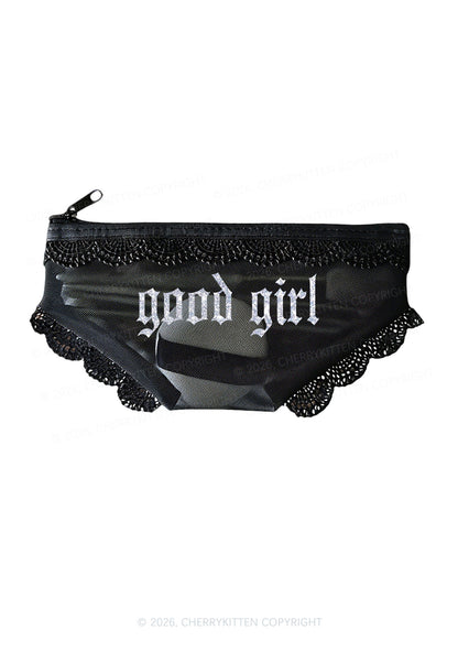 Glitter Good Girl Y2K Briefs Shape Cosmetic Pouch Cherrykitten