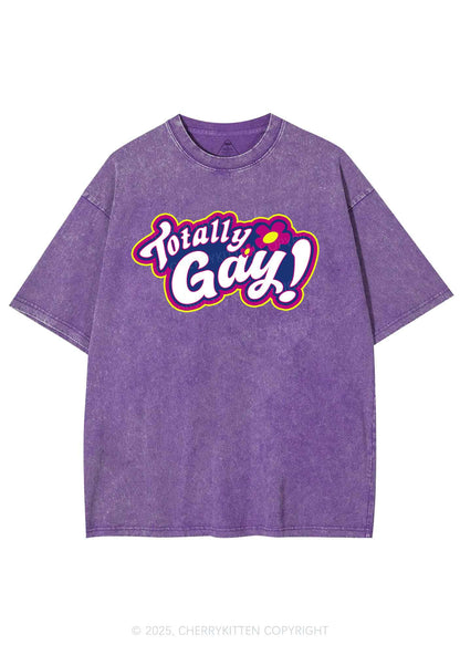 Totally Gay Pride Y2K Shirts Washed Tee Cherrykitten