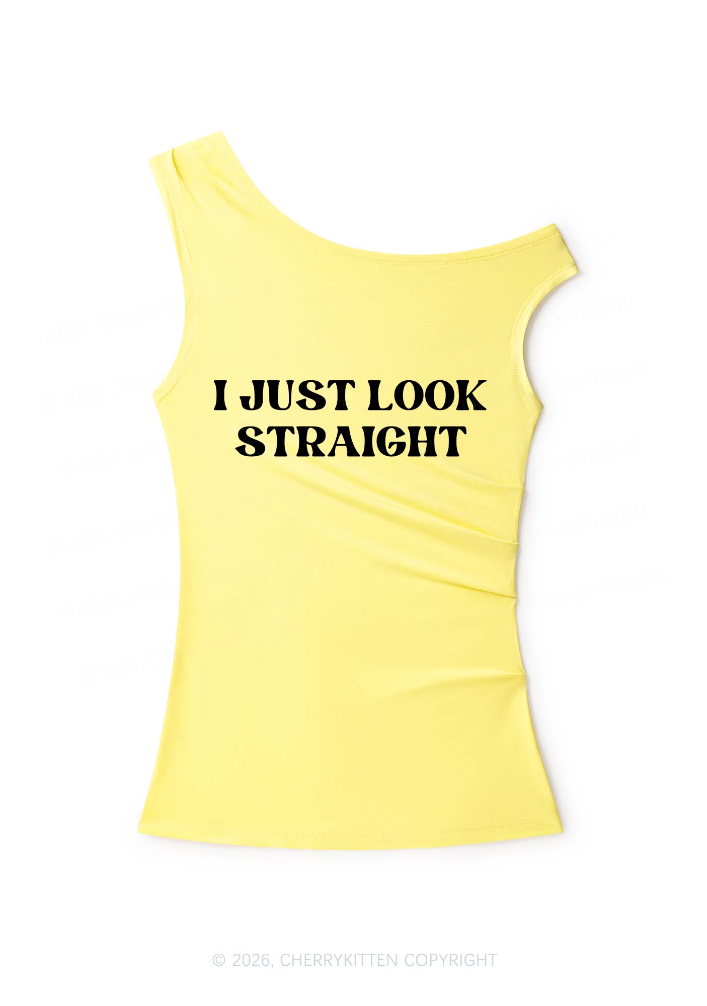 I Just Look Straight Pride Y2K Off Shoulder Tank Top Cherrykitten