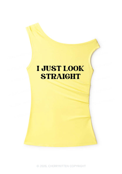 I Just Look Straight Pride Y2K Off Shoulder Tank Top Cherrykitten