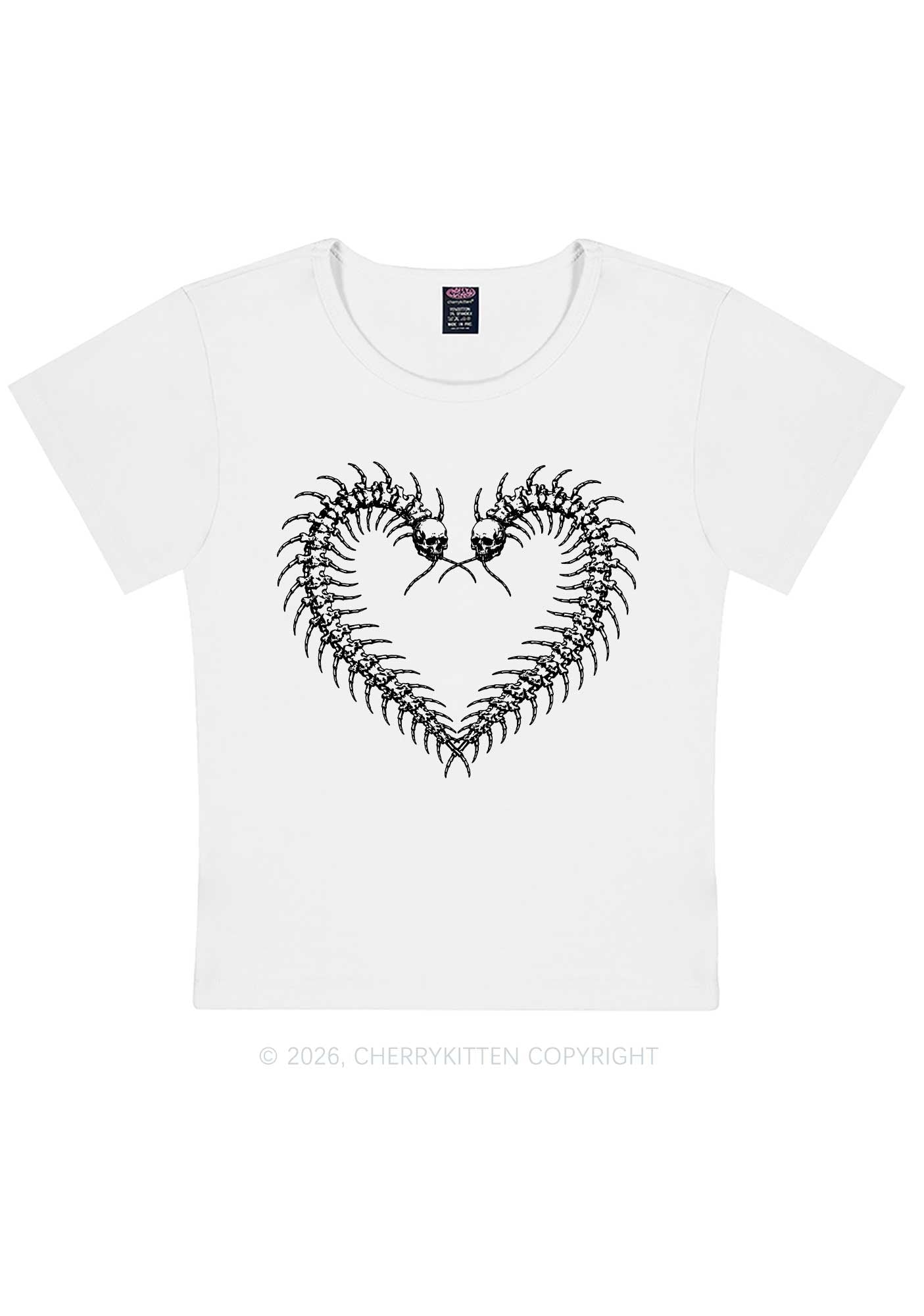 Halloween Centipede Heart Shape Y2K Baby Tee Cherrykitten