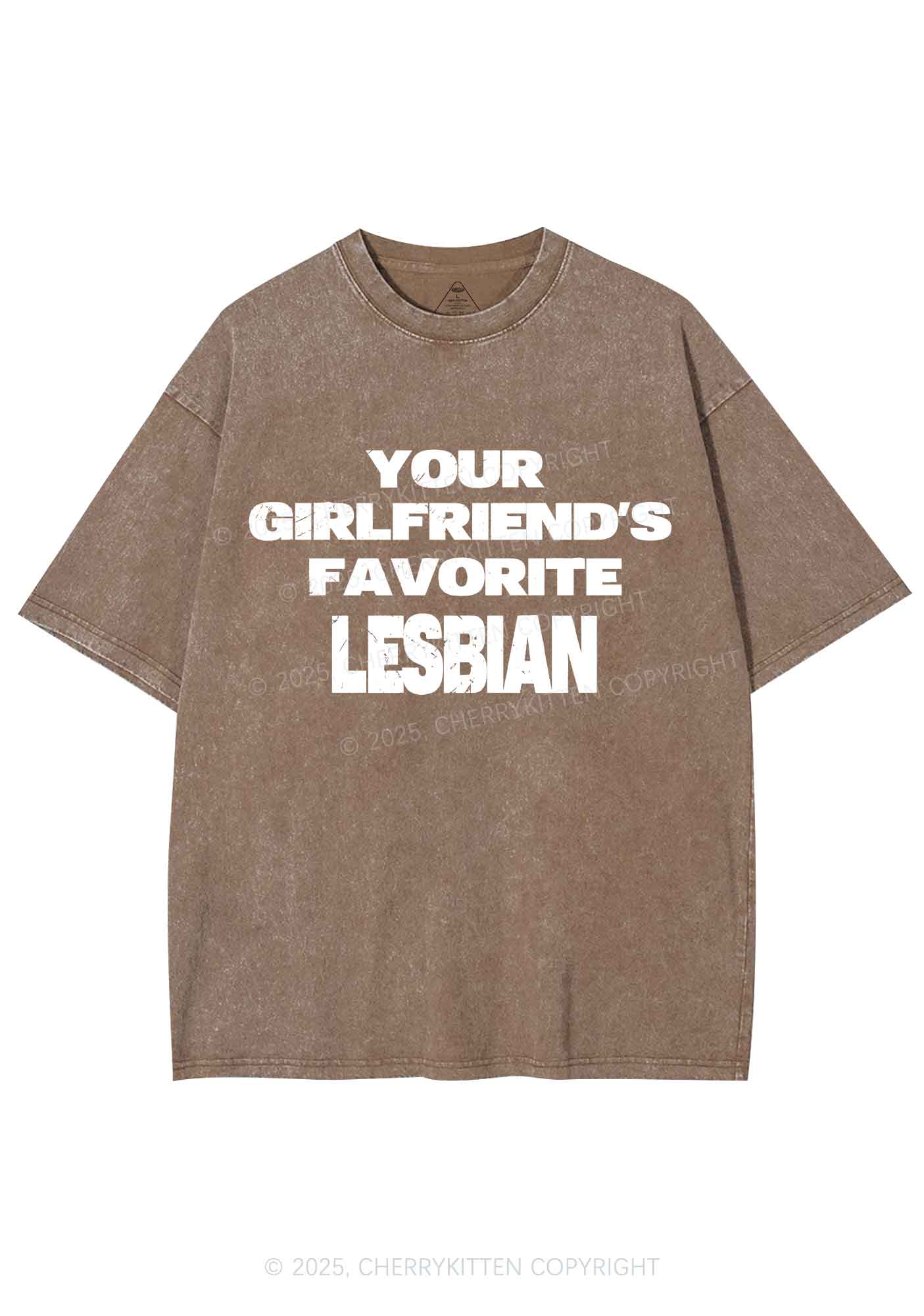 Your GF Favorite Lesbian Pride Y2K Shirts Washed Tee Cherrykitten
