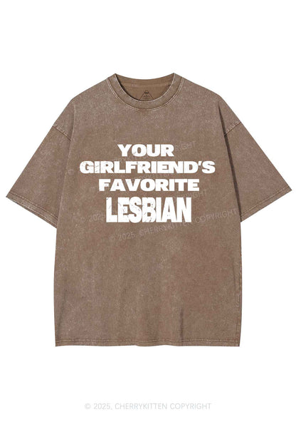 Your GF Favorite Lesbian Pride Y2K Shirts Washed Tee Cherrykitten