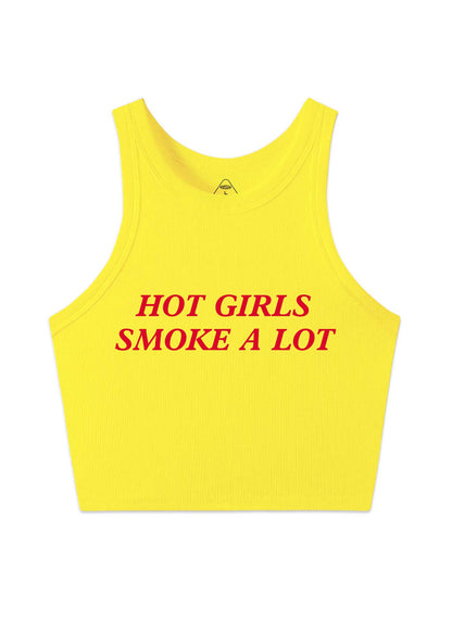 Hot Girls Smoke A Lot Y2K Crop Tank Top Cherrykitten