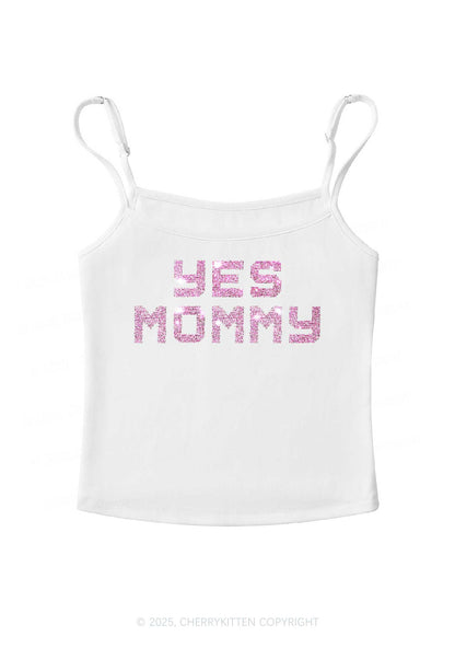 Rhinestone Yes Mommy Y2K Spaghetti Strap Cami Cherrykitten