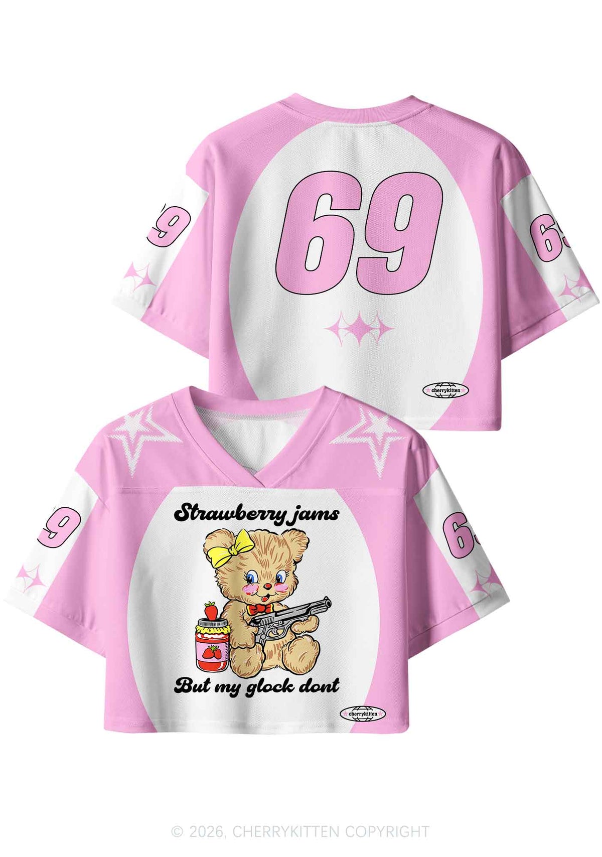 Strawberry Jams Bear Y2K Crop Sport Jersey Shirts Cherrykitten