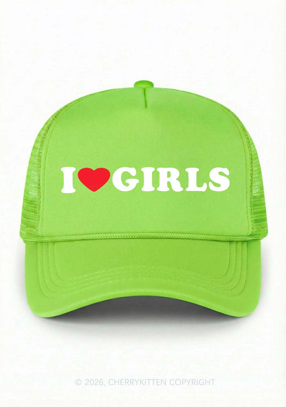 I Love Girls Pride Y2K Trucker Hat Cherrykitten