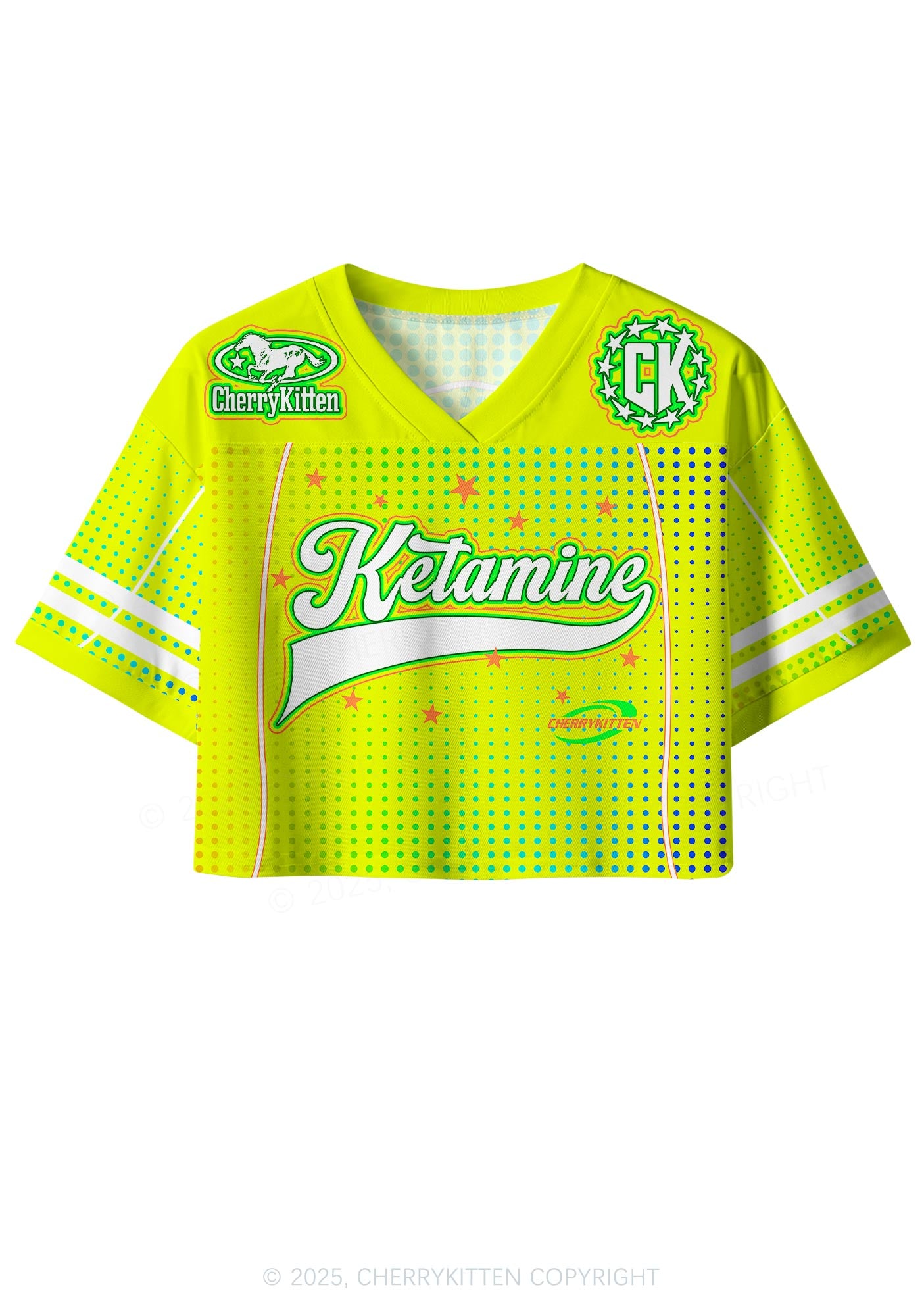 Custom Neon Yellow Ketamxxe Y2K Crop Sport Jersey Shirts Cherrykitten