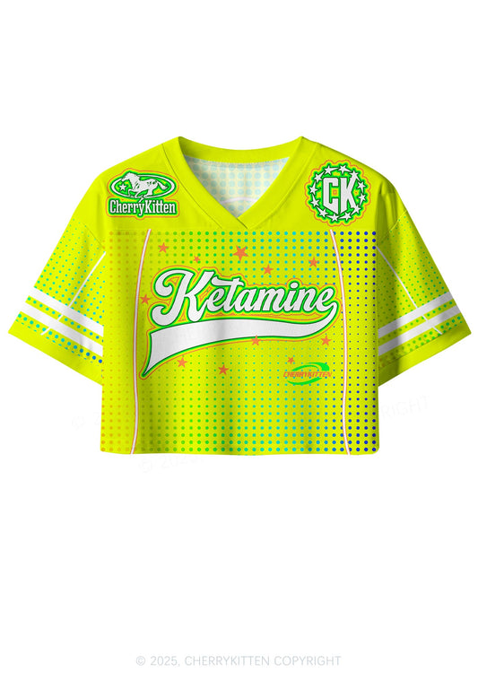 Custom Neon Yellow Ketamxxe Y2K Crop Sport Jersey Shirts Cherrykitten