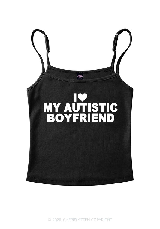 I Love My Autistic BF Valentine's Day Y2K Spaghetti Strap Cami Cherrykitten