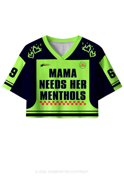 Mama Needs Her Menthols Y2K Crop Sport Jersey Shirts Cherrykitten