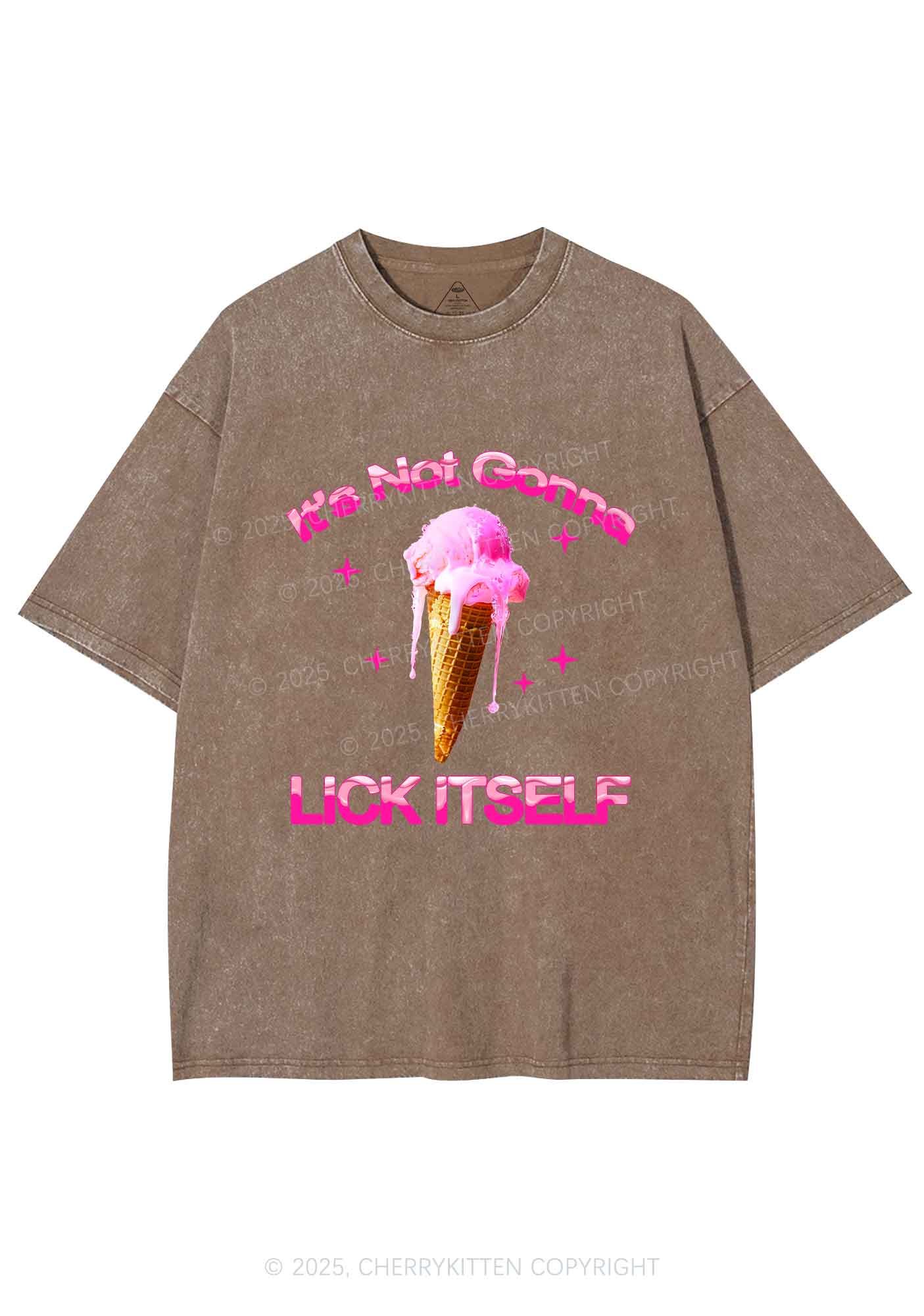 Ice Cream Lick Itself Y2K Shirts Washed Tee Cherrykitten