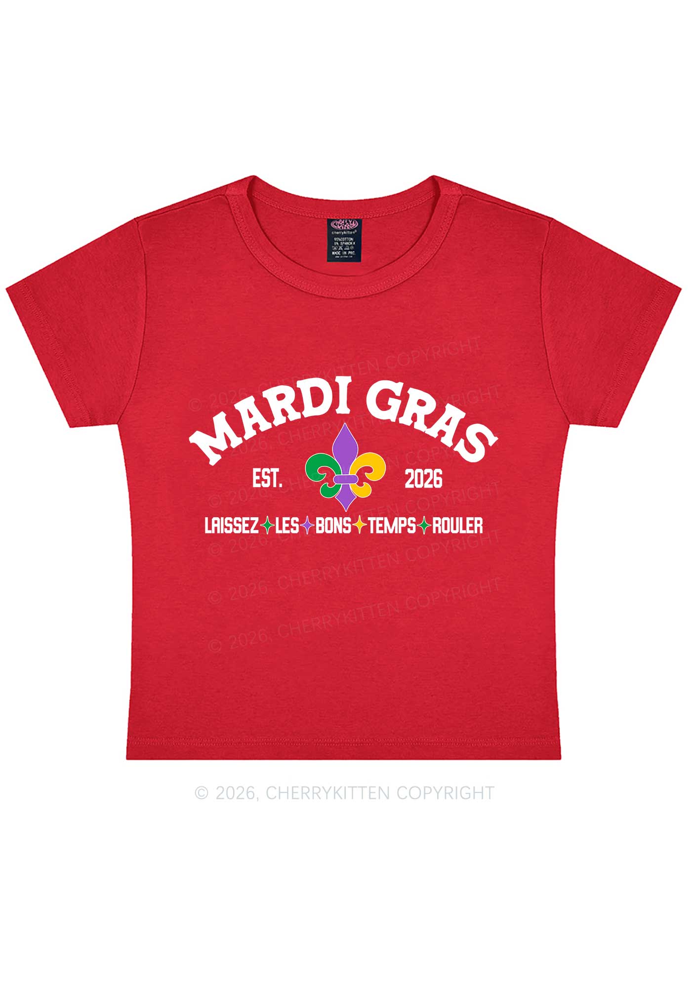 Mardi Gras Laissez Les Bons Temps Rouler Y2K Baby Tee Cherrykitten