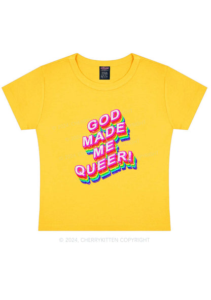 God Made Me Queer Y2K Baby Tee Cherrykitten