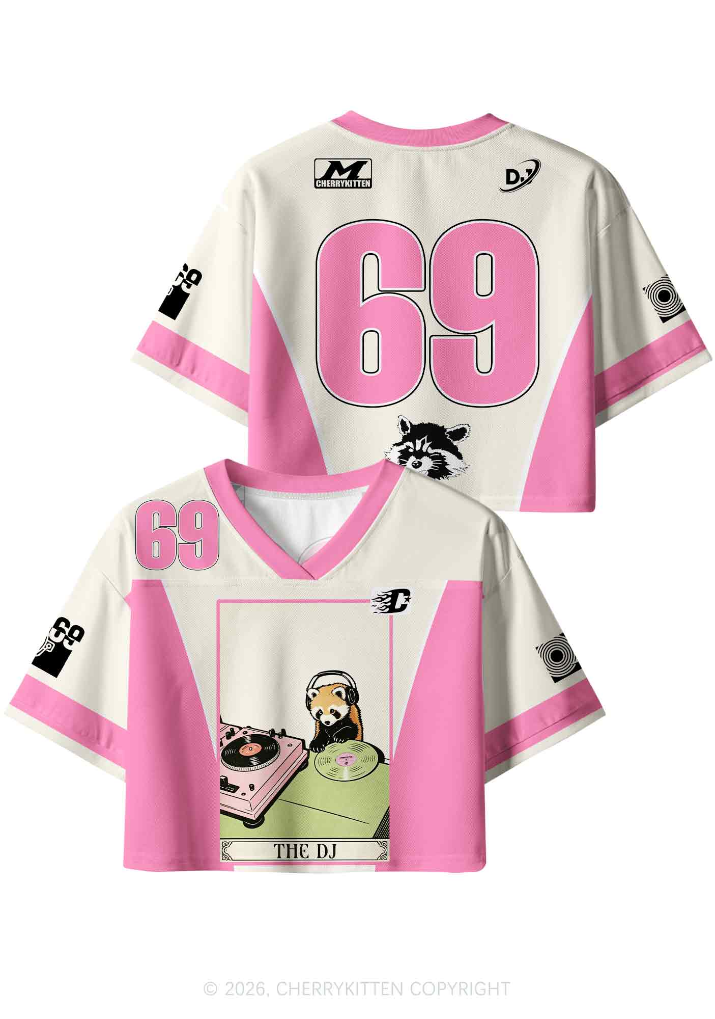 Red Panda The DJ Y2K Crop Sport Jersey Shirts Cherrykitten