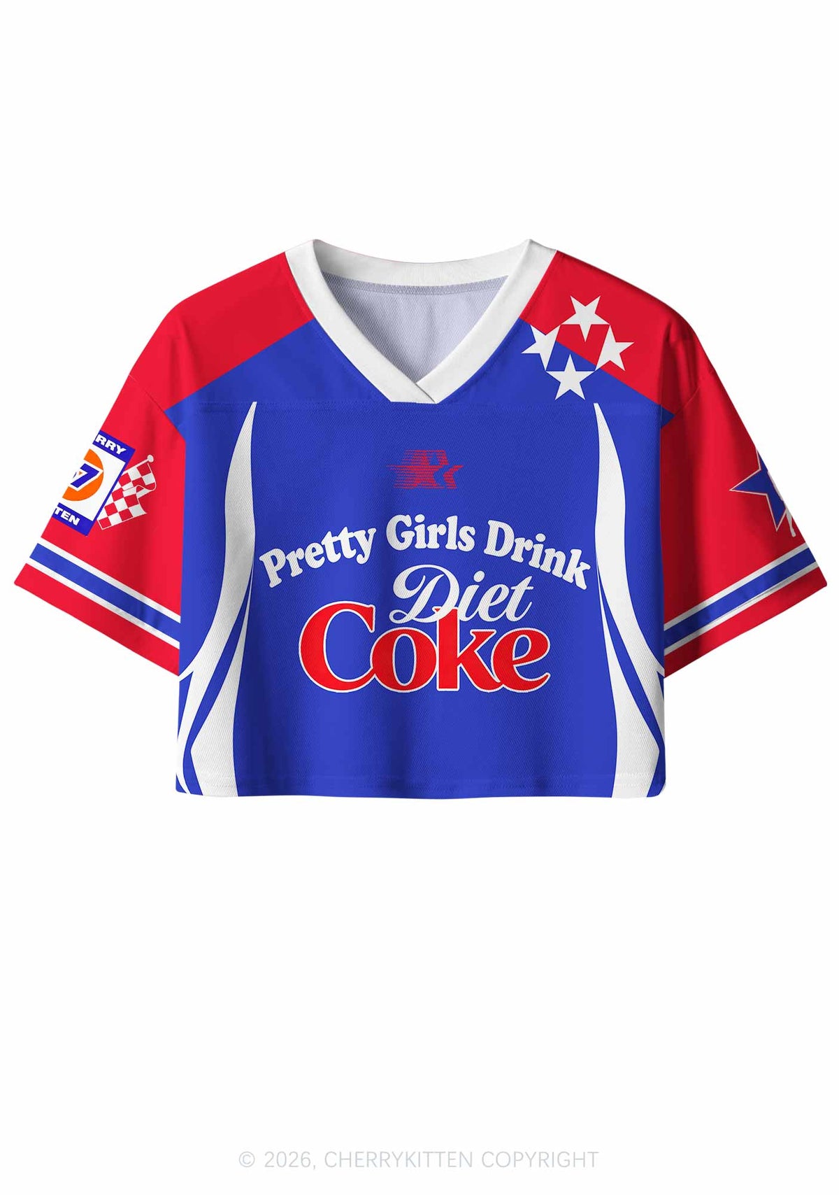 Blue Pretty Girls Drink Diet Cola Y2K Crop Sport Jersey Shirts Cherrykitten