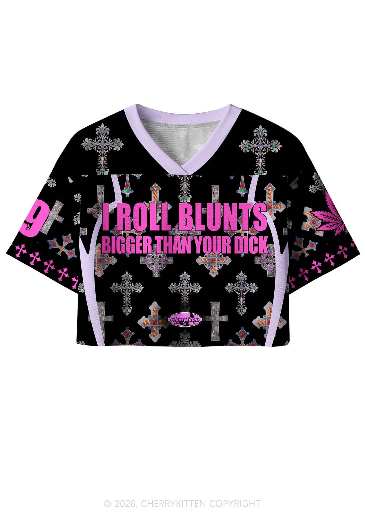 I Roll Blunts Cross Y2K Crop Sport Jersey Shirts Cherrykitten