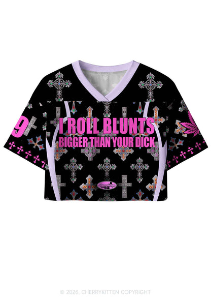 I Roll Blunts Cross Y2K Crop Sport Jersey Shirts Cherrykitten