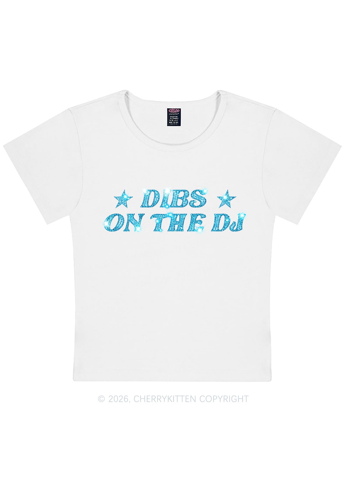 Rhinestone Dibs On The Dj Y2K Baby Tee Cherrykitten