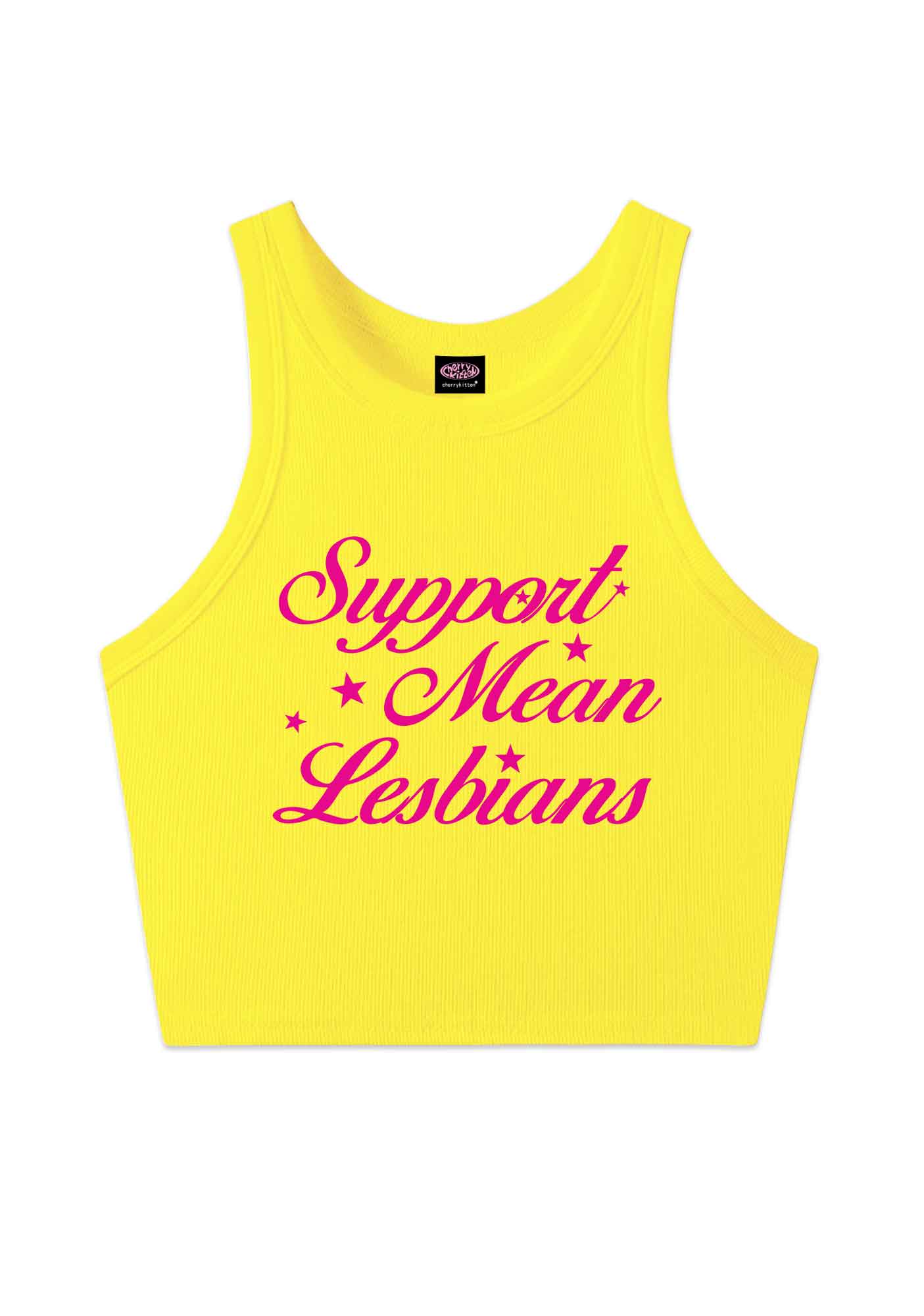 Support Mean Leabians Pride Y2K Crop Tank Top Cherrykitten