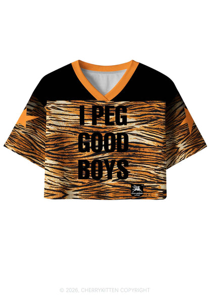 I Peg Good Boys Tiger Stripe Y2K Crop Sport Jersey Shirts Cherrykitten