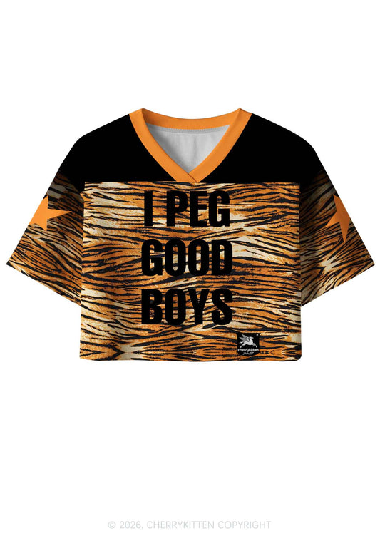 I Peg Good Boys Tiger Stripe Y2K Crop Sport Jersey Shirts Cherrykitten