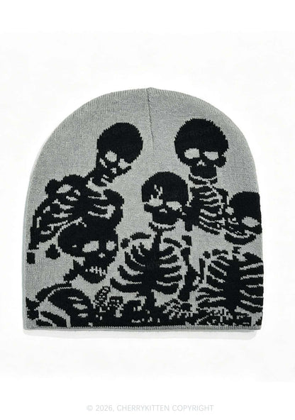 Retro Skull Y2K Knitted Hat Cherrykitten