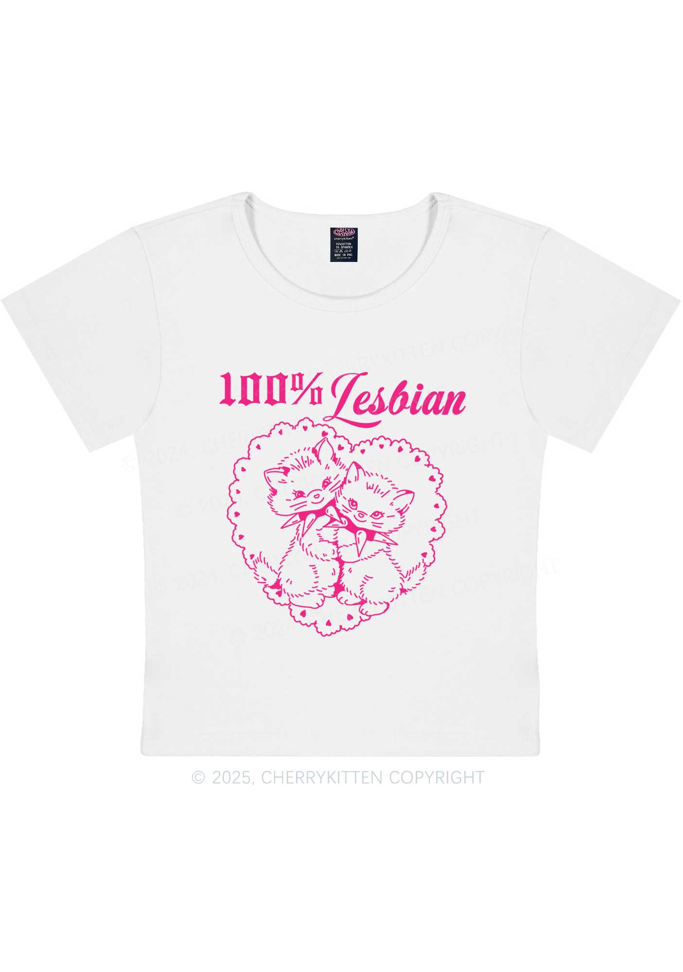 Lesbian Cats Y2K Baby Tee Cherrykitten