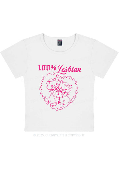 Lesbian Cats Y2K Baby Tee Cherrykitten