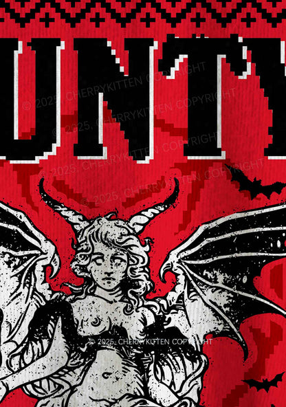 Cuntry Angle Y2K Christmas Knit Sweatshirt Cherrykitten