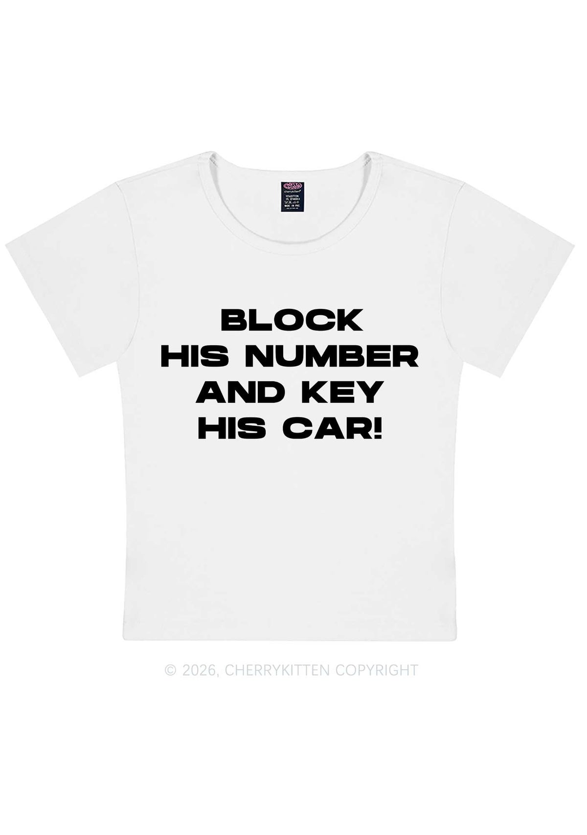 Block His Number Y2K Baby Tee Cherrykitten