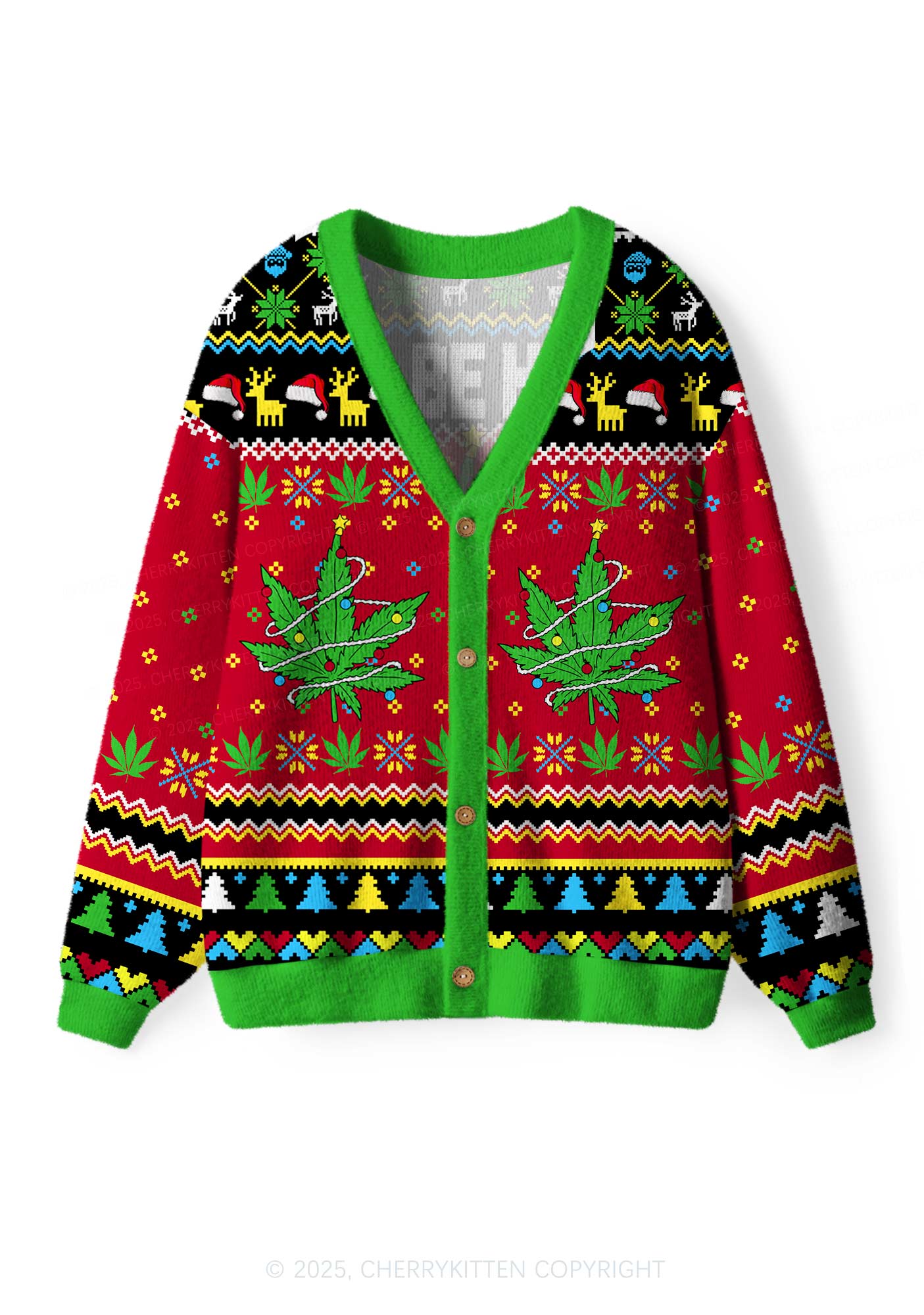 I Be High Y2K Christmas Cardigan Knit Sweatshirt Cherrykitten