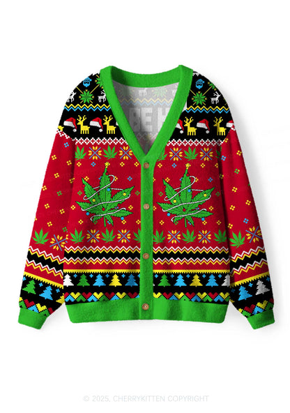 I Be High Y2K Christmas Cardigan Knit Sweatshirt Cherrykitten