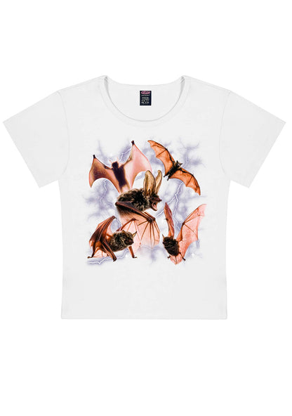 Halloween Bat In Lightning Y2K Baby Tee Cherrykitten