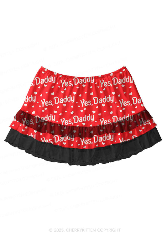 Yes Daddy Y2K Print Mini Layered Skirt Cherrykitten
