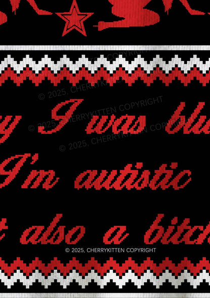 Sorry I Was Blunt Y2K Christmas Knit Sweatshirt Cherrykitten
