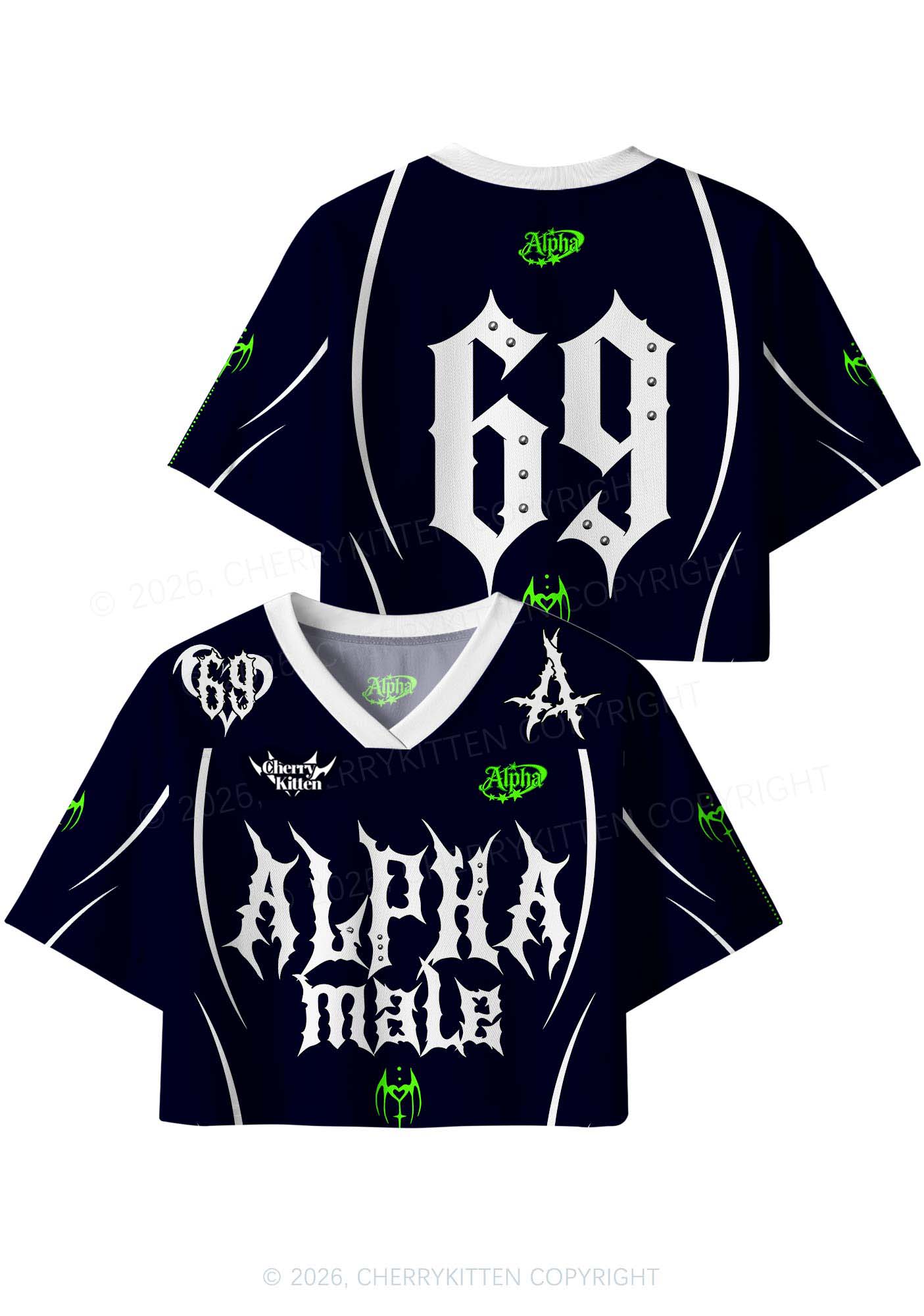 Punk Alpha Male Pride Y2K Crop Sport Jersey Shirts Cherrykitten