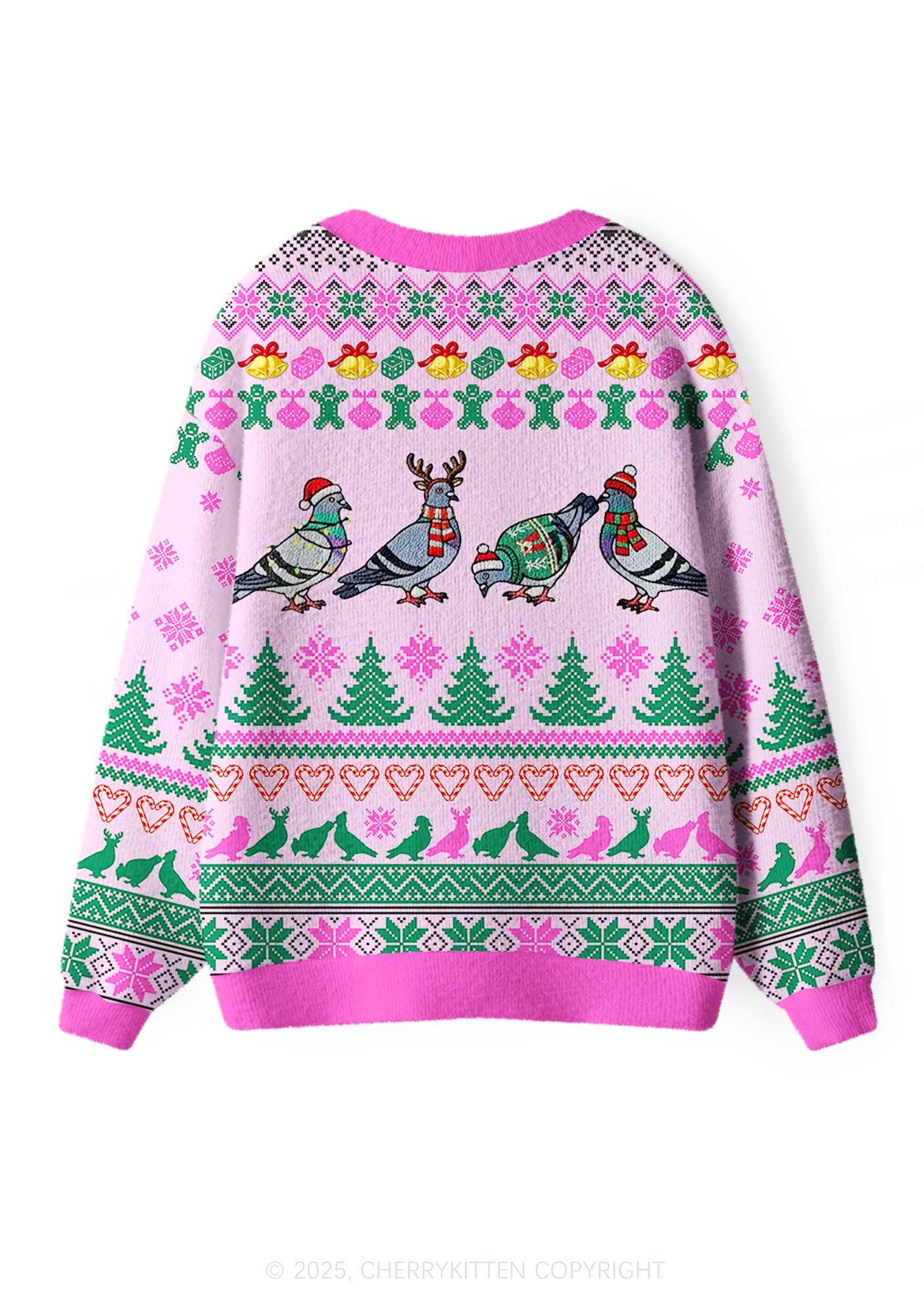 Christmas Pigeon Y2K Christmas Cardigan Knit Sweatshirt Cherrykitten