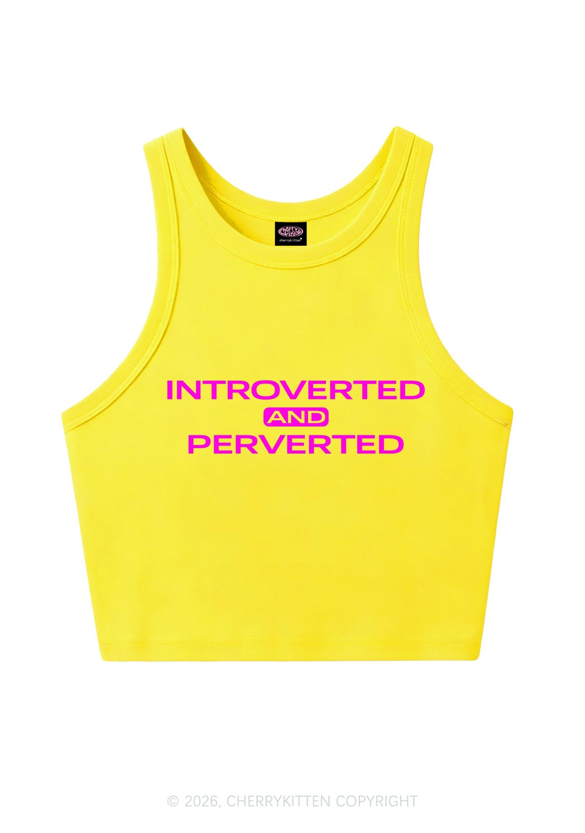 Introverted And Perverted Y2K Crop Tank Top Cherrykitten