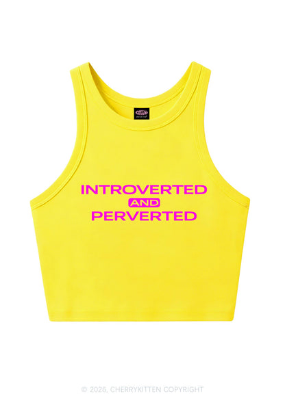 Introverted And Perverted Y2K Crop Tank Top Cherrykitten