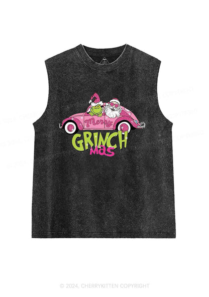 Christmas Pink Car Y2K Washed Tank Cherrykitten