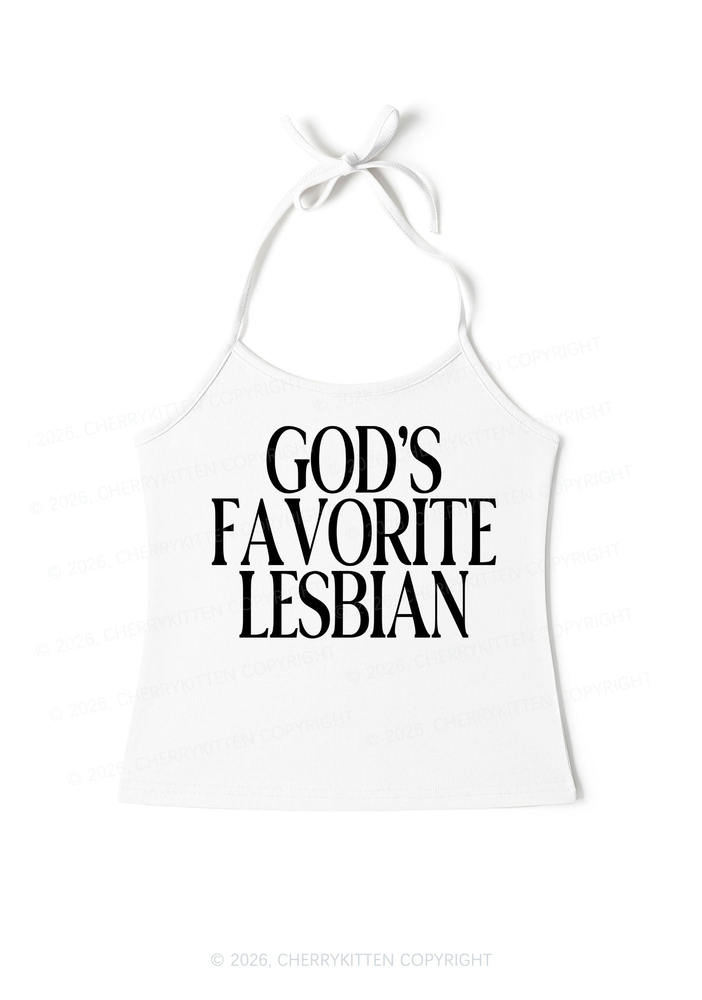 Gods Favorite Lesbian Pride Y2K Halter Neck Cami Cherrykitten