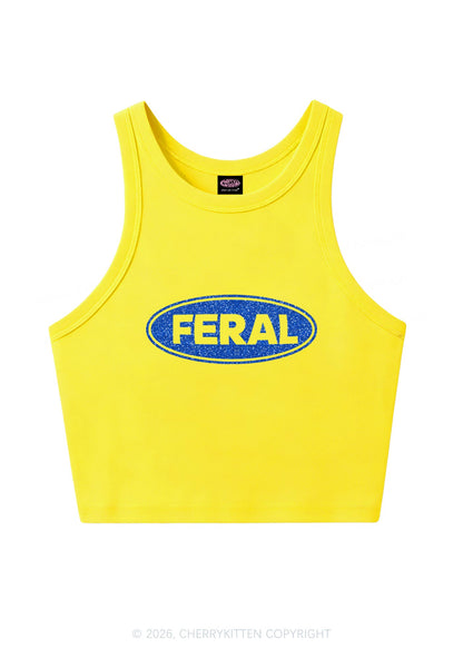 Glitter Feral Y2K Crop Tank Top Cherrykitten
